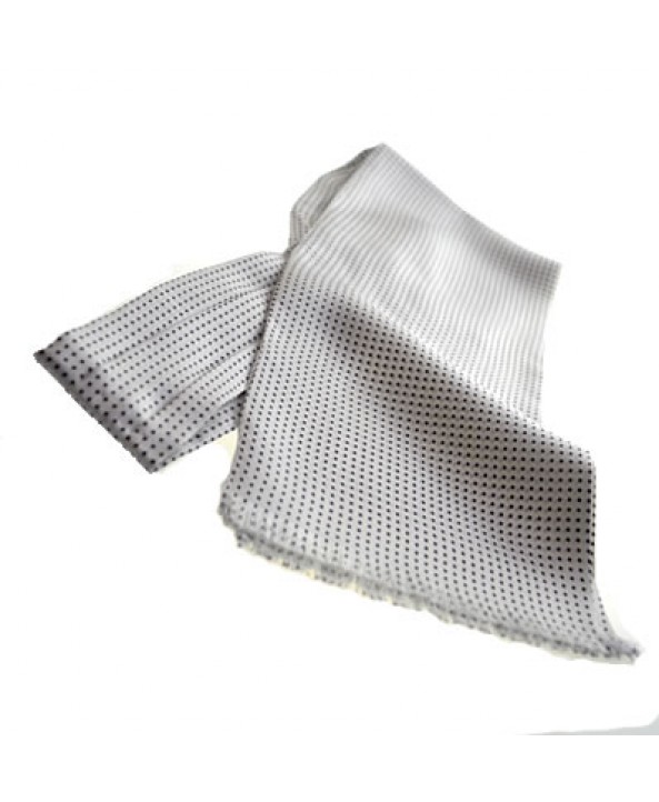 Fine Italian All-Silk Spotted Cravat with Black Pin Dots on White
